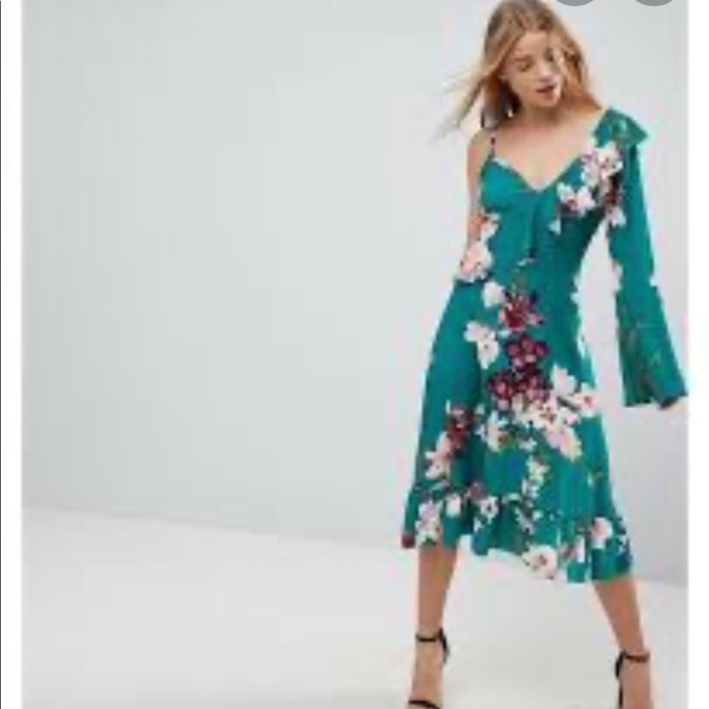 Green floral dress by boohoo